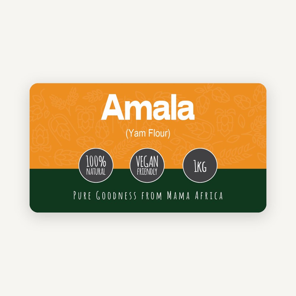 African Farm & Gardens Amala (Yam Flour) 1kg pack front label