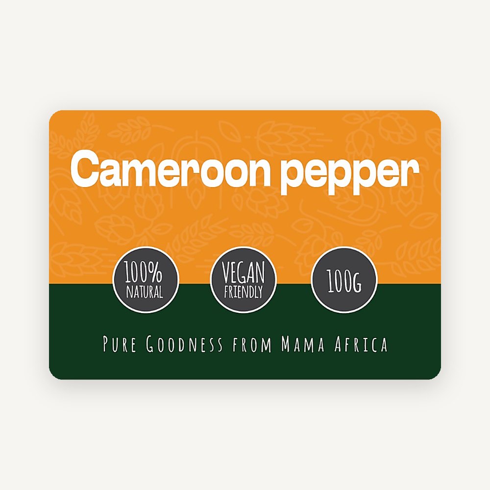 African Farm & Gardens Cameroon Pepper 100g pack front label